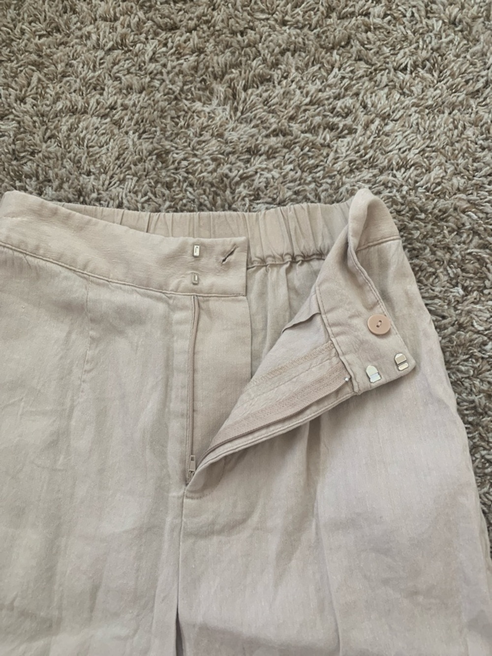 NWOT Women’s Gianni Bini Beige Khaki Elastic Waist Linen Blend Wide Leg Pants - Picture 4 of 8